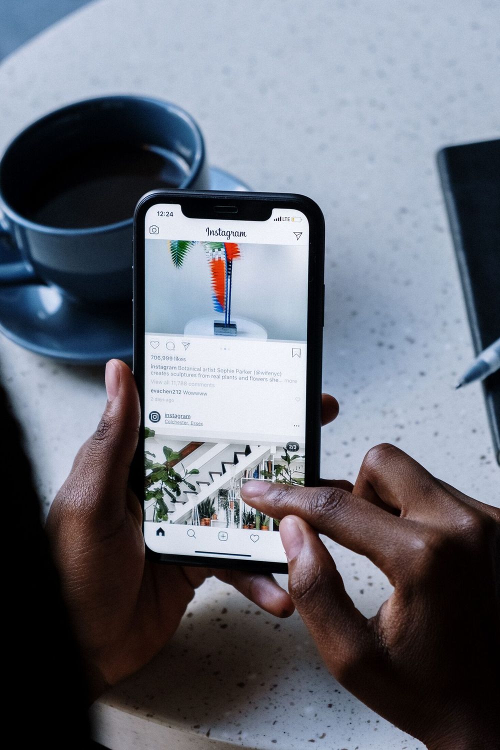 A shopper browsing a business listing on a phone